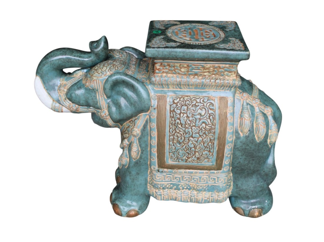 Asian porcelain elephant garden stool (1 of 5)