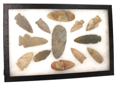 Native American artifacts arrow heads and other