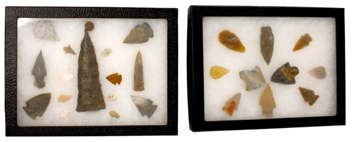 Native American artifacts arrow heads and other
