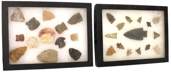 Native American artifacts arrow heads and other
