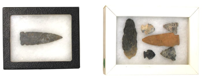 Native American artifacts arrow heads and other