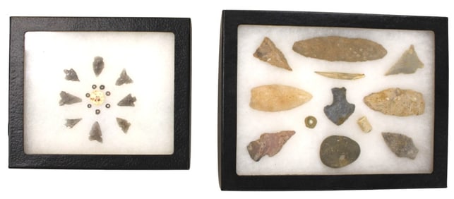 Native American artifacts arrow heads and other