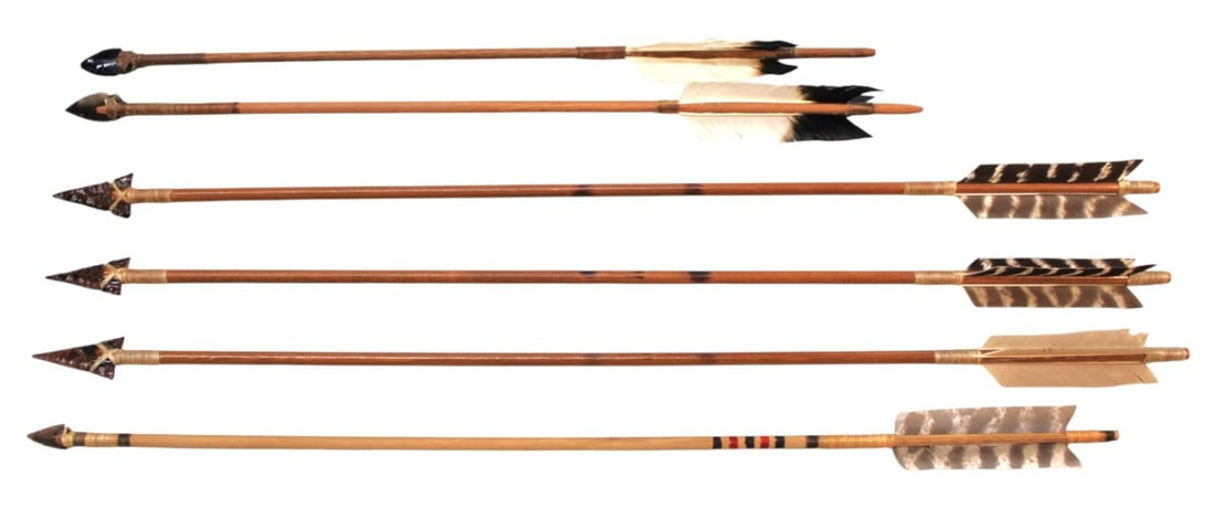 (6) Native American flint tip and feathered arrows (1 of 4)