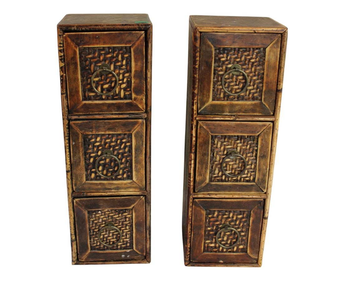 Vtg. rustic boho chic scorched bamboo boxes (1 of 5)