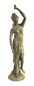 Bronze standing lady candle stand