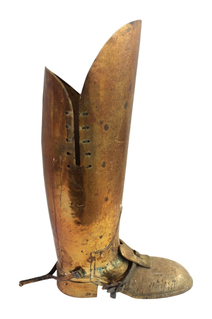 Copper & brass boot umbrella cane stand (1 of 5)