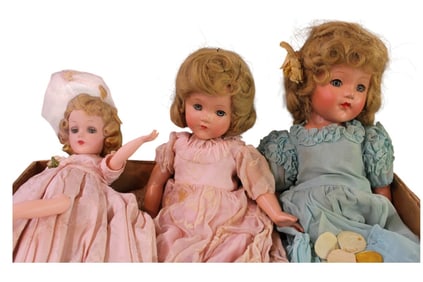 3 semi antique jointed dolls in clothes