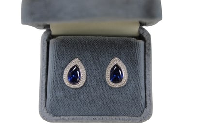 Genuine 2 ctw sapphire pear shape earrings.