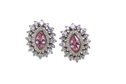 Genuine 4 ctw pink & sapphire topaz earrings
