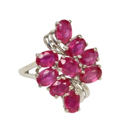 Sparkling 5.75 ctw ruby in platinum over s/s