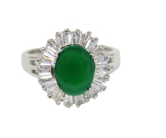 Columbian emerald 10x12mm & topaz ring
