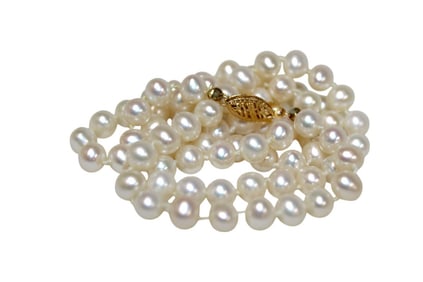 Classic 22" small pearl necklace with 14k clasp