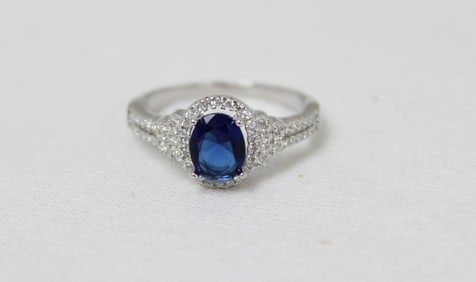 3 ctw sapphire & white topaz ring in sterling