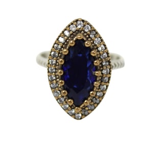 Vintage style sapphire 6 ctw & topaz ring in s/s