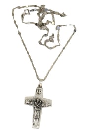 Vintage Pope Francis cross and chain, Italy