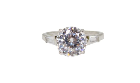 4.58 ctw diamond simul. ring in platinum over s/s
