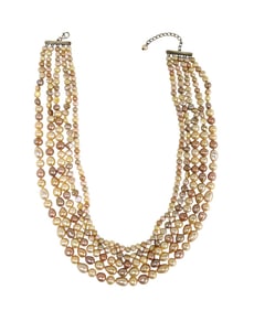 Champagne 5 strand baroque 17" pearl necklace