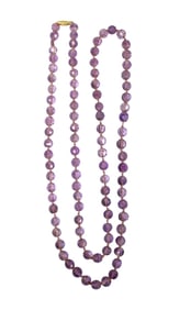 Genuine amethyst 40" necklace w/14k clasp