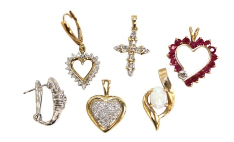 Nice 10k gold jewelry lot: diamonds & rubies