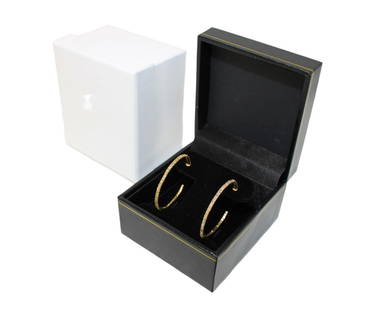 14kt yellow gold 1ctw diamond hoop earrings: 14kt yellow gold 1ctw diamond hoop earrings in box. Approximately 1.25" diameter