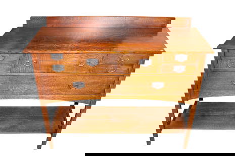 Stickley mission oak buffet with back splash: Awesome Stickley mission oak 6 drawer buffet with back splash, original finish, structurally sound and in good condition with no noticeable issues. 43"h x 54"w x 21"d