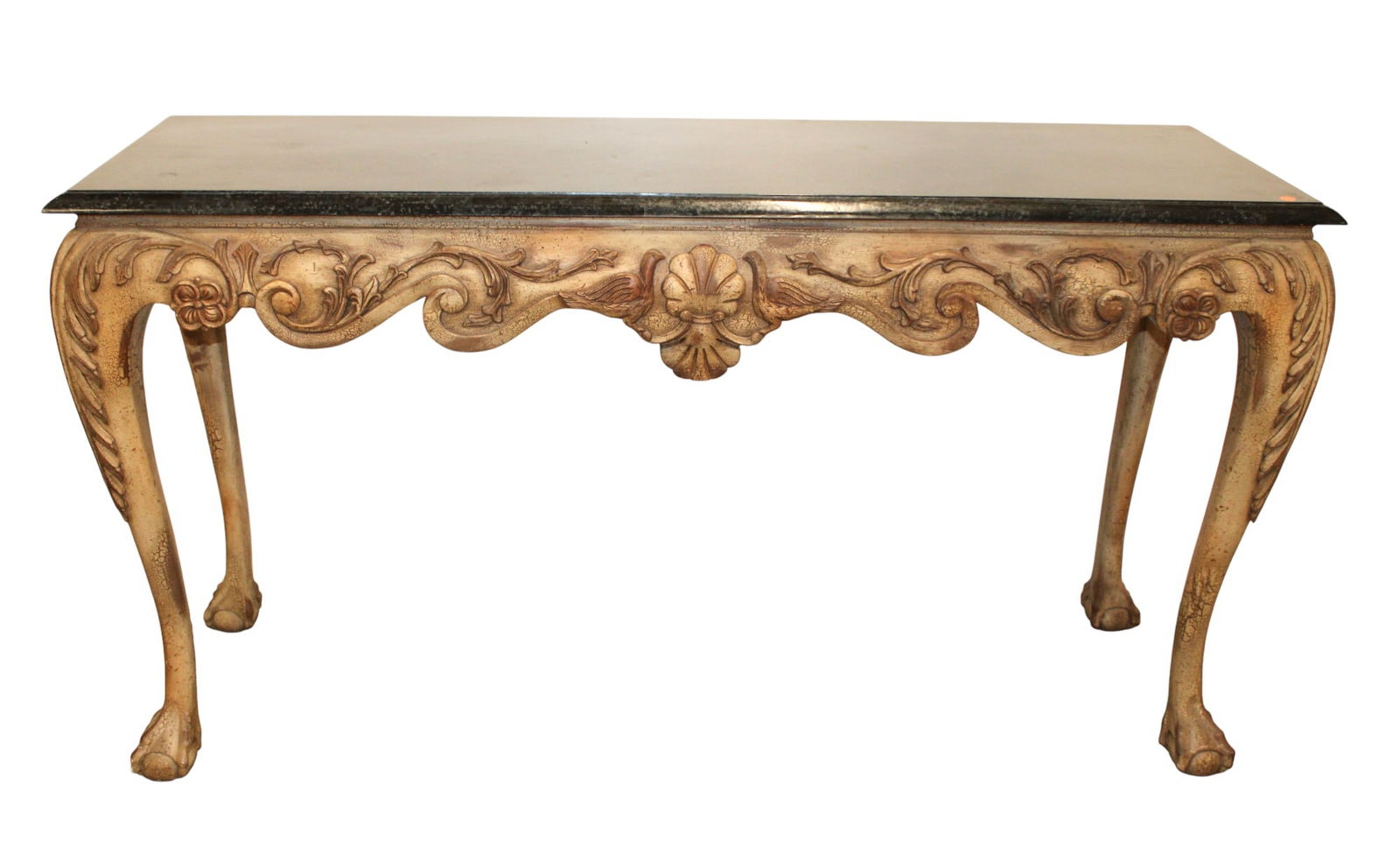 Marble laminated console, manner Maitland Smith (1 of 8)