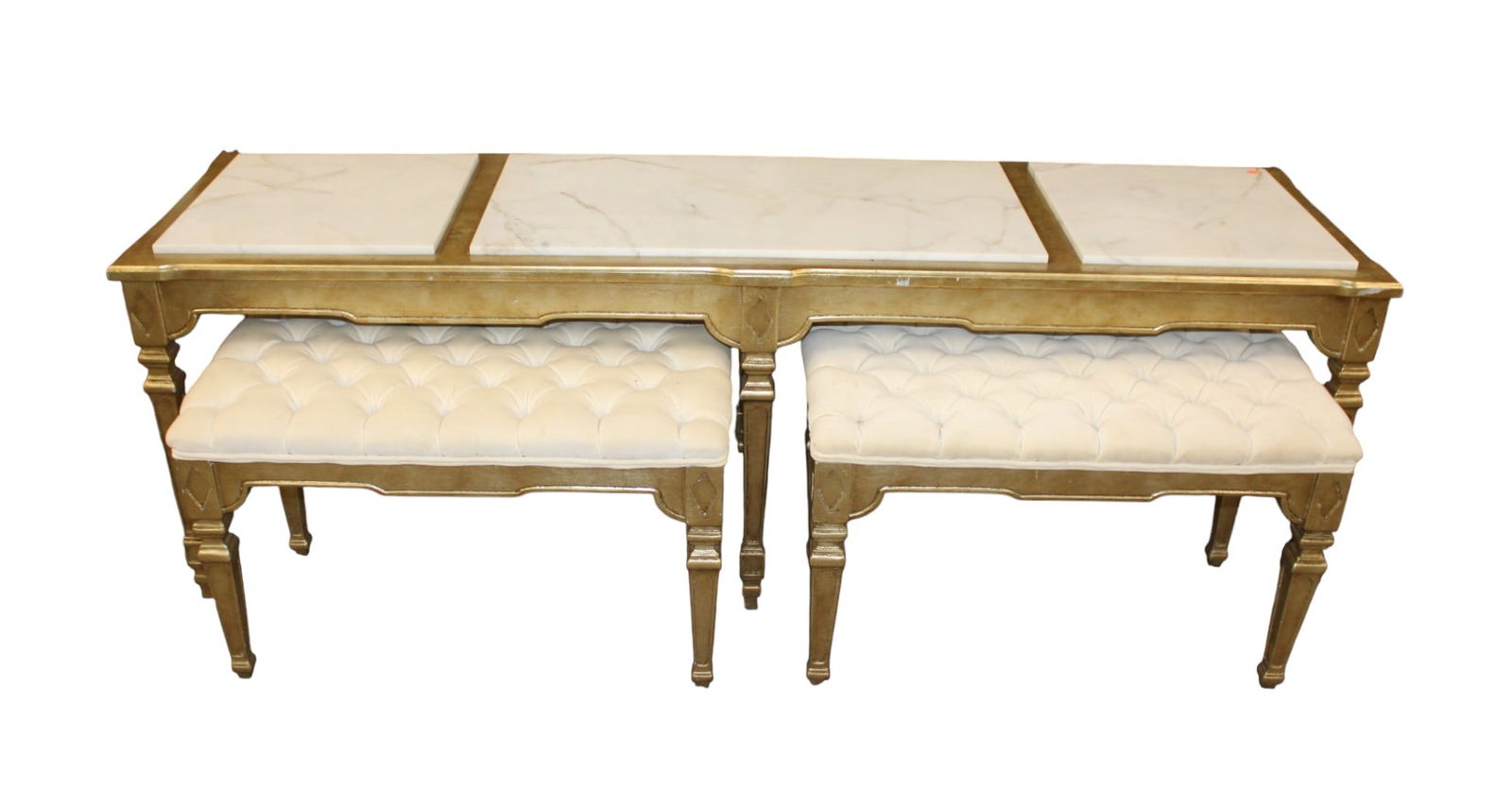 Vtg 3pc It. m/t console & match storing benches (1 of 8)