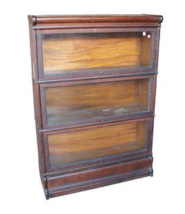Antique oak 3 stack barrister bookcase: Antique oak 3 stack barrister bookcase, original finish as found condition, structurally sound and in good condition for age. 49.5"h x 34"w x 12"d