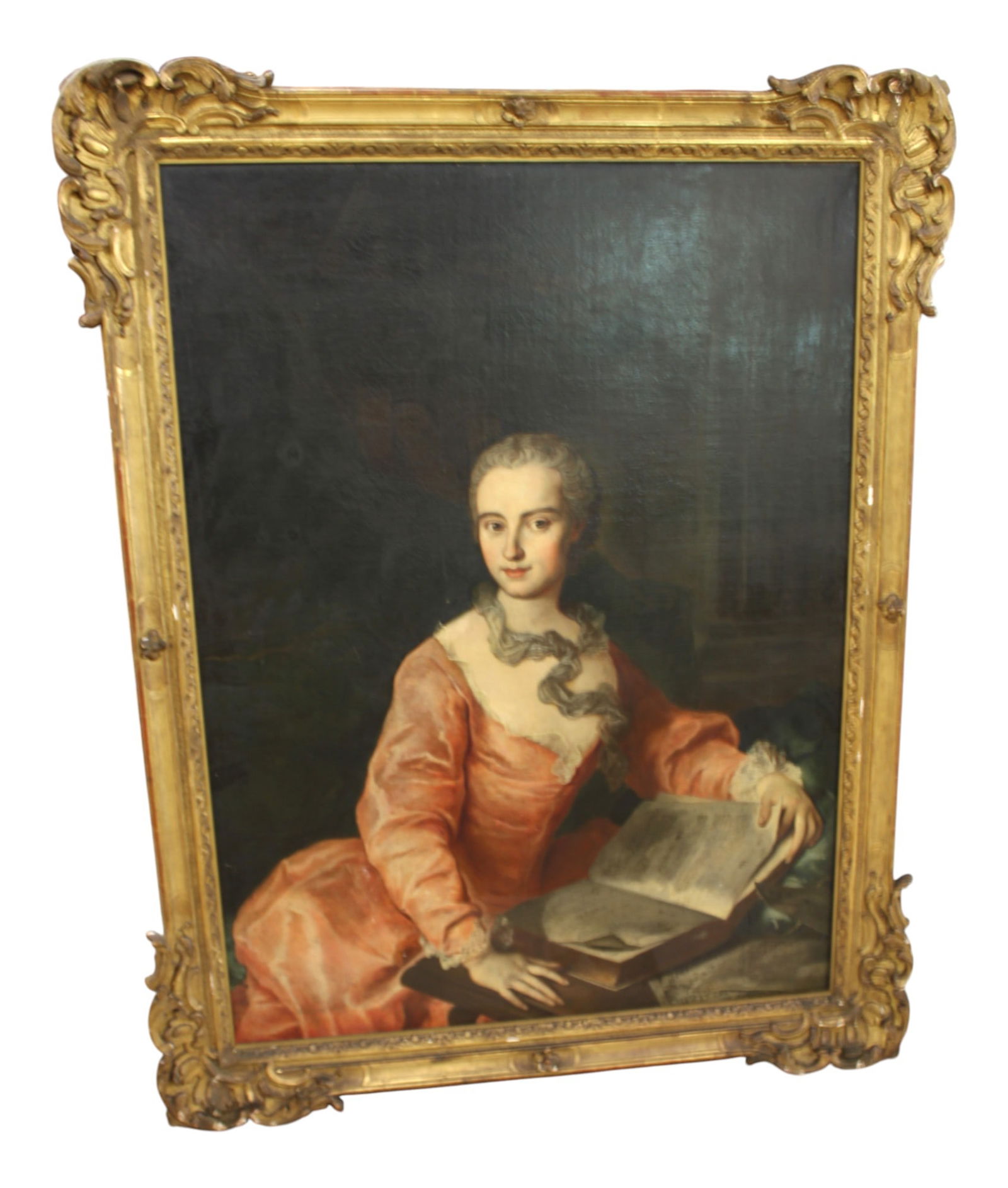 Antique 18thC oil painting on canvas signed and dated (1 of 6)