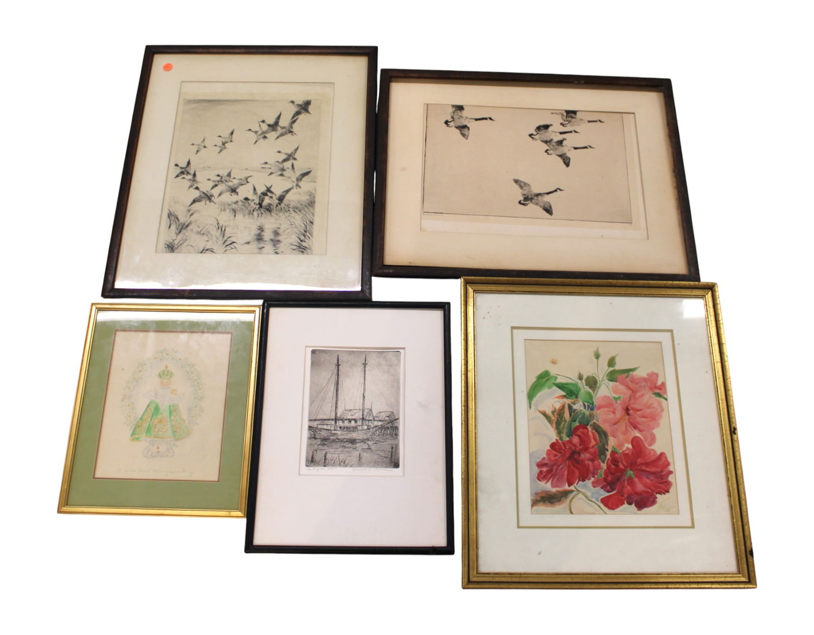 5 pieces of Vintage artwork as is some framed (1 of 7)