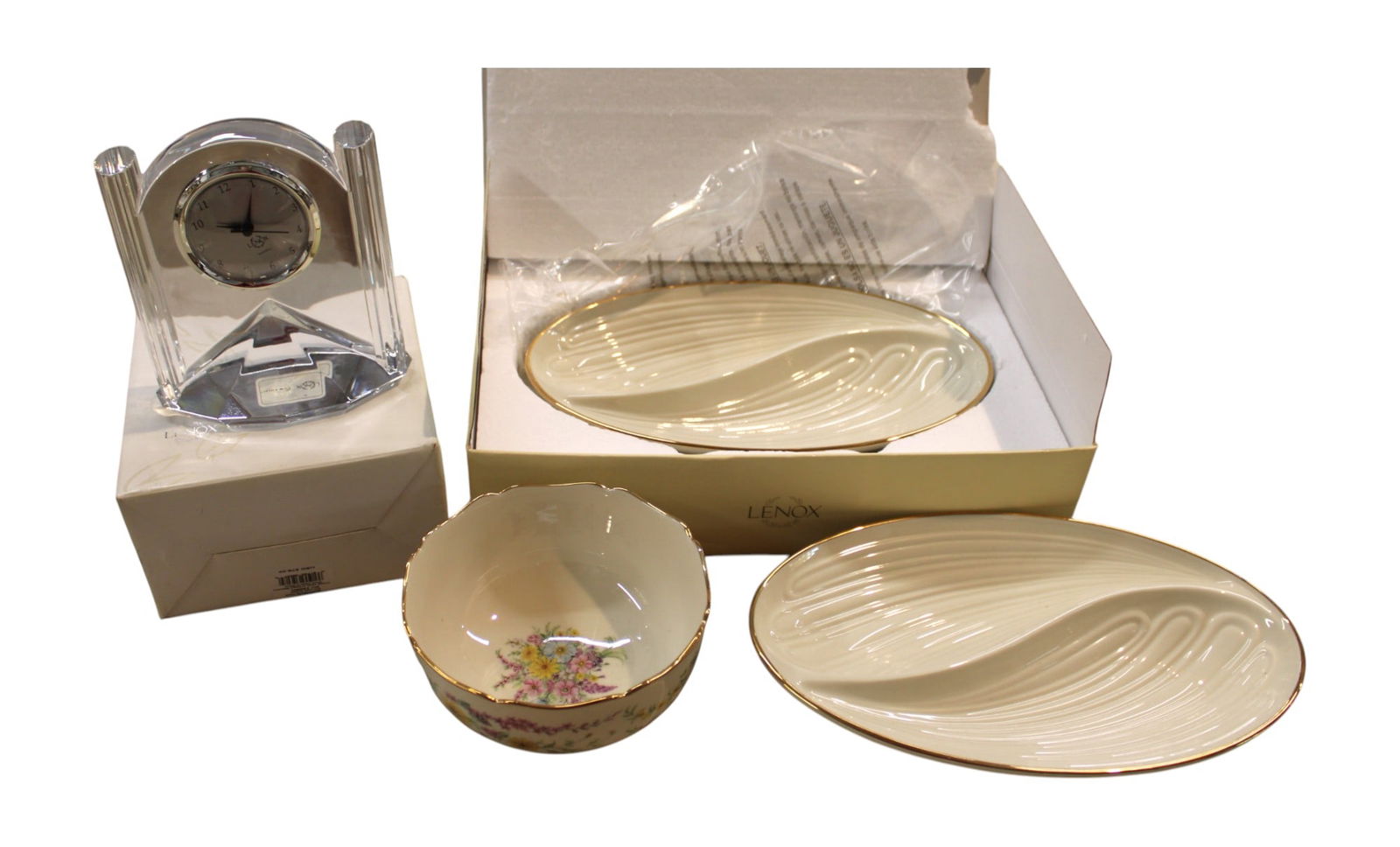 4pcs Lenox, clock, 2 divided dishes & bowl w/boxes (1 of 5)
