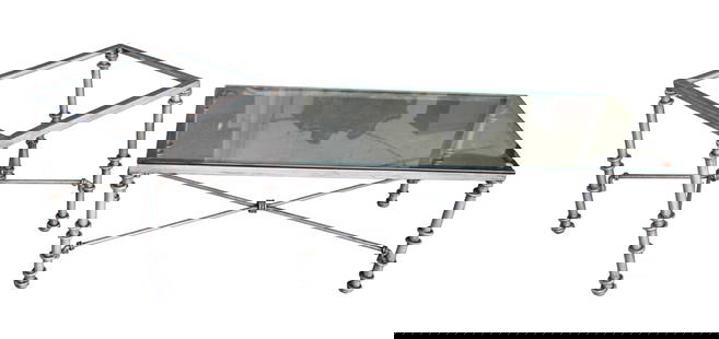 Glass top coffee table and a lamp table, no glass lamp table: 2pc lot, Glass top coffee table and a lamp table, lamp table is missing the glass. Coffee 16"h x 40"l x 20"w. Lamp Table 20.5"h x 20"l x 20"d