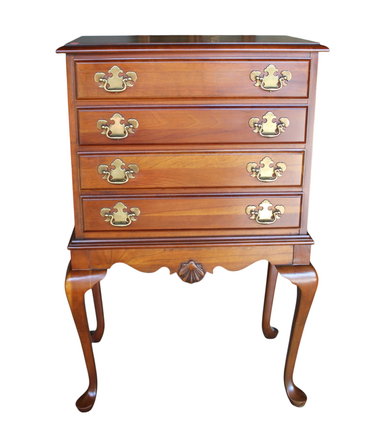 Vtg solid cherry queen anne 4 drawer silver chest (1 of 6)