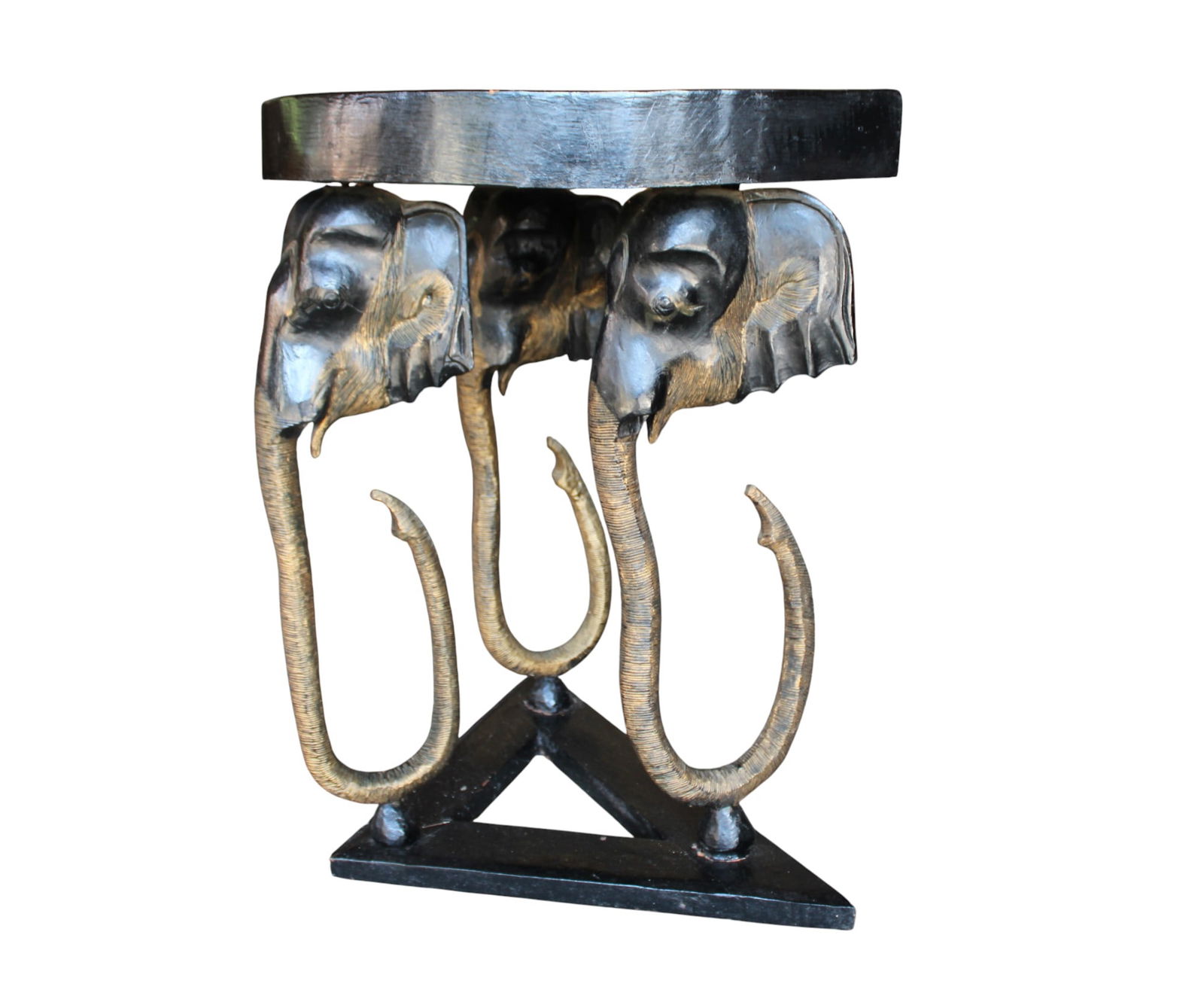 Vtg demilune elephant head base console table (1 of 5)