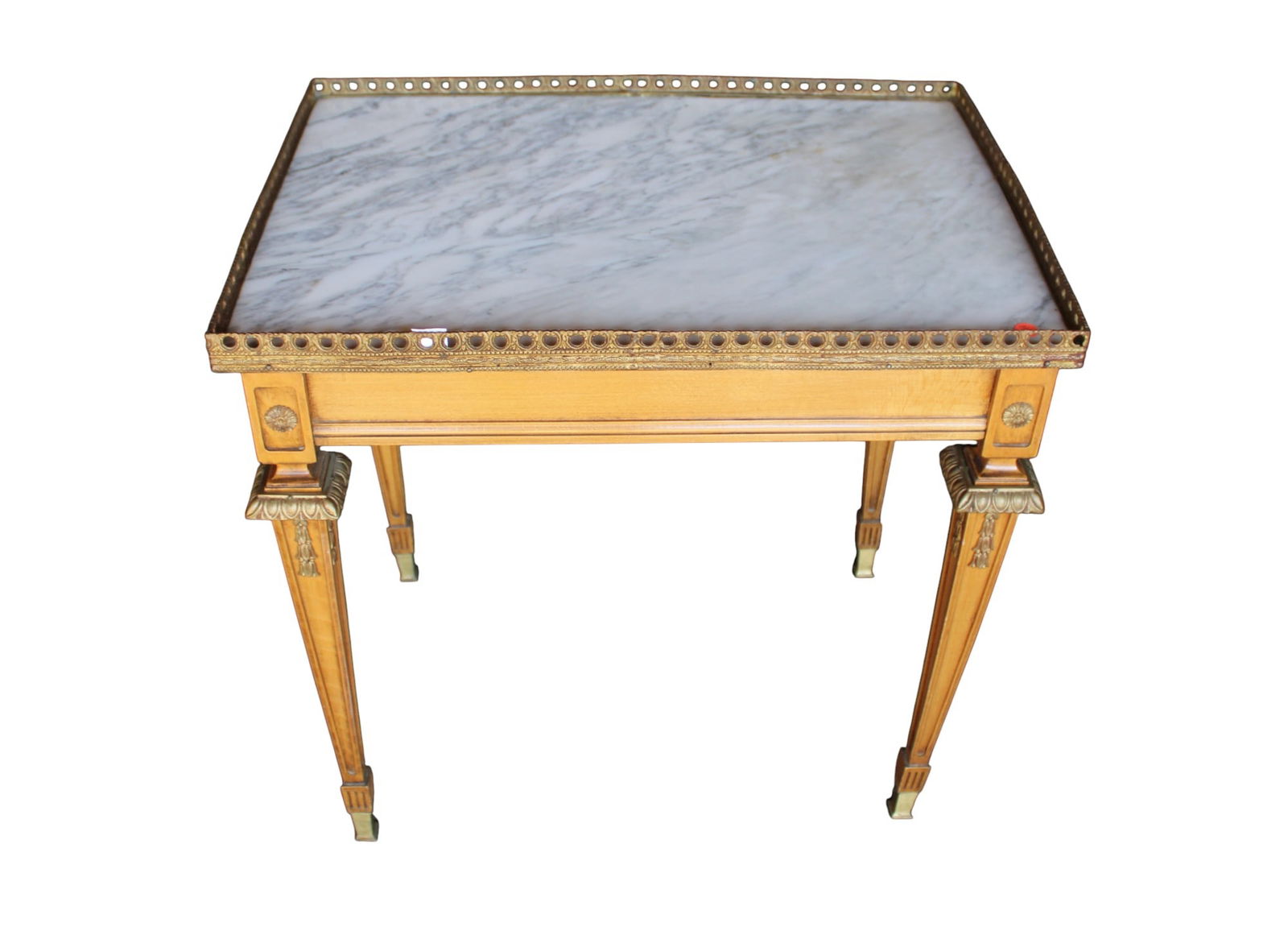 Vintage French m/t side table with bronze gallery (1 of 5)