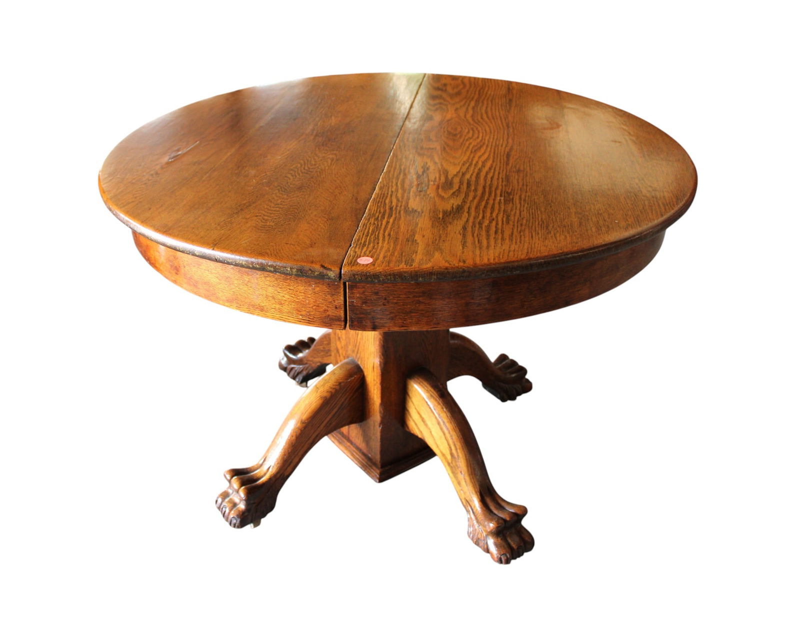 Antique 42' solid top oak paw foot dining table (1 of 4)