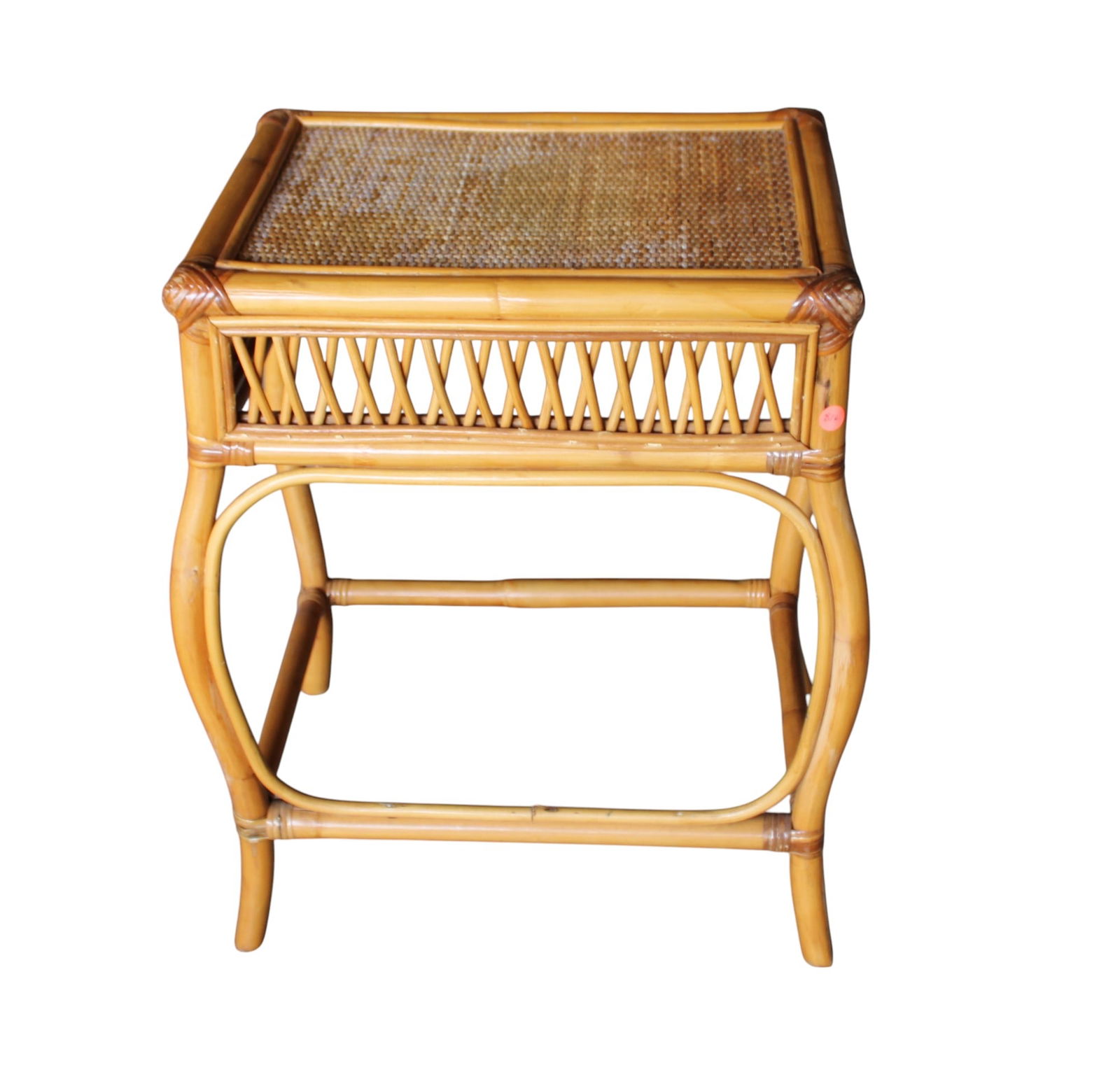 Vintage bamboo wicker top stand (1 of 4)