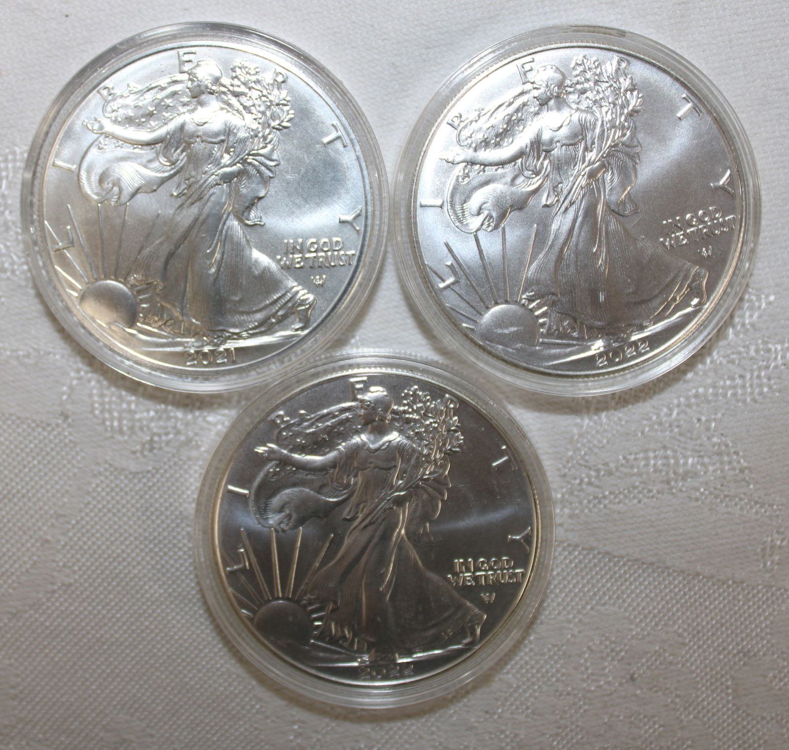 3 US Walking Silver Liberty Dollars, 2022 2022 2021 (1 of 2)