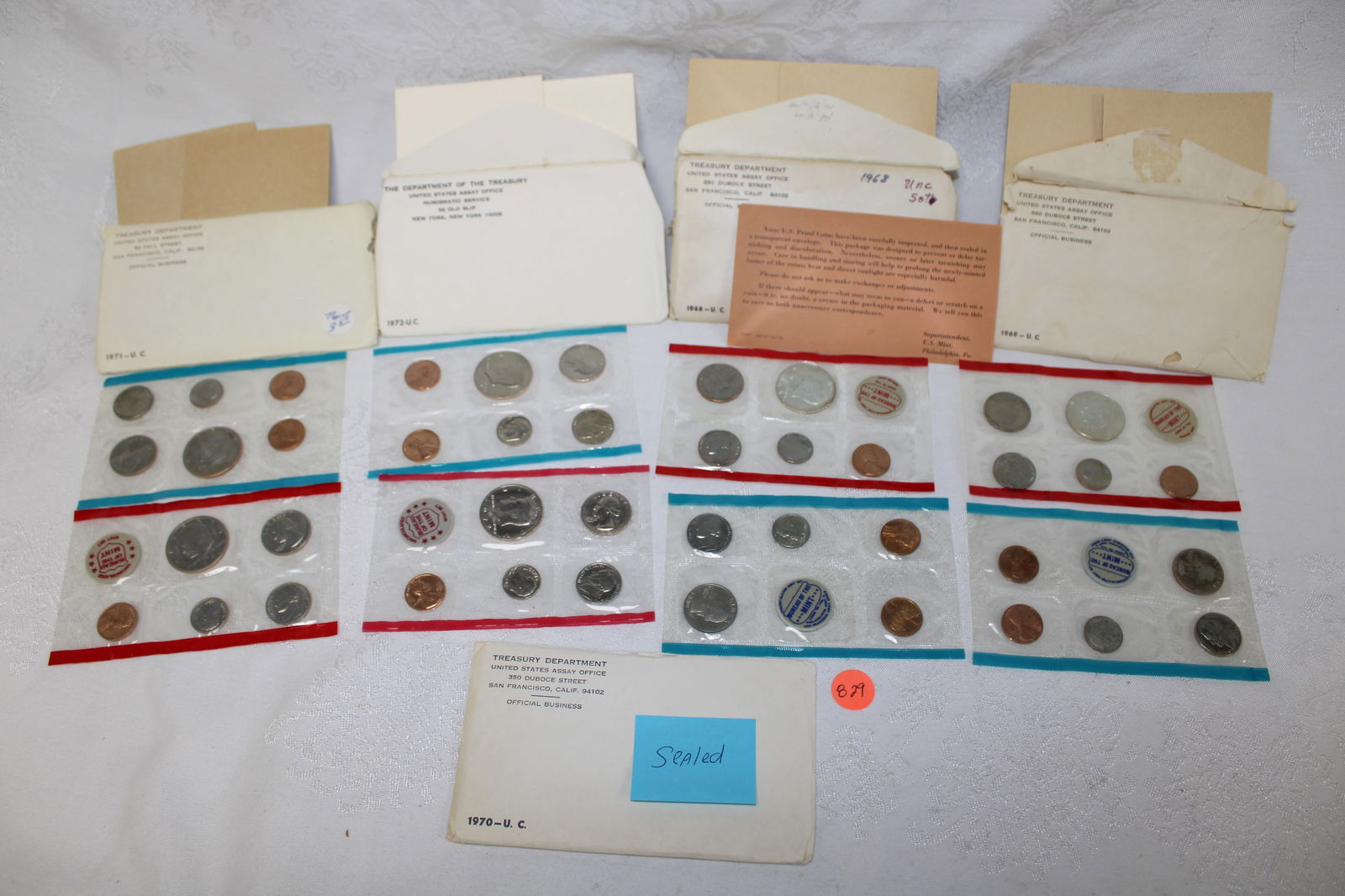 5 US Uncirculated Mint Sets, 1968 1969 1970 1971 1972 (1 of 1)