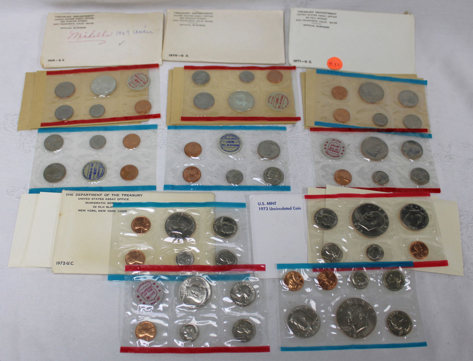 5 US Uncirculated Mint Sets, 1969 1970 1971 1972 1973 (1 of 1)