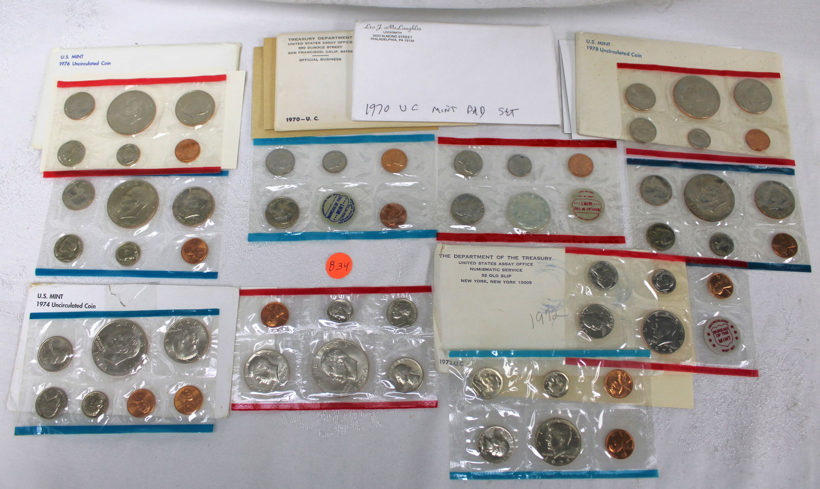 5 US Uncirculated Mint Sets, 1970 1972 1974 1976 1978 (1 of 1)