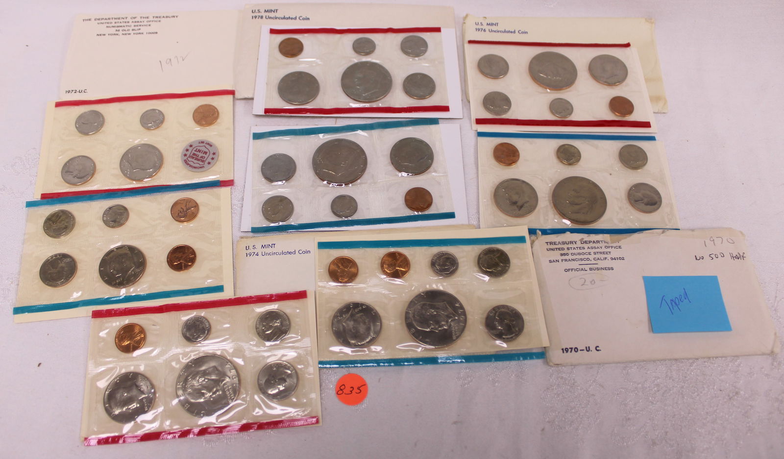 5 US Uncirculated Mint Sets, 1970 1972 1974 1976 1978 (1 of 1)
