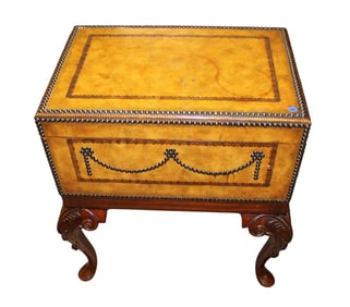 Maitland Smith leather wrapped lift top storage box