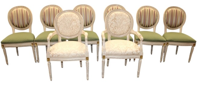 Quality set 8 medallion back French dining chairs