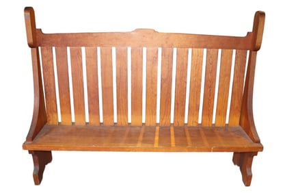 Arts & Crafts oak chestnut country slatted bench