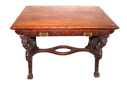 Antique Horner style griffin carved and ornate desk