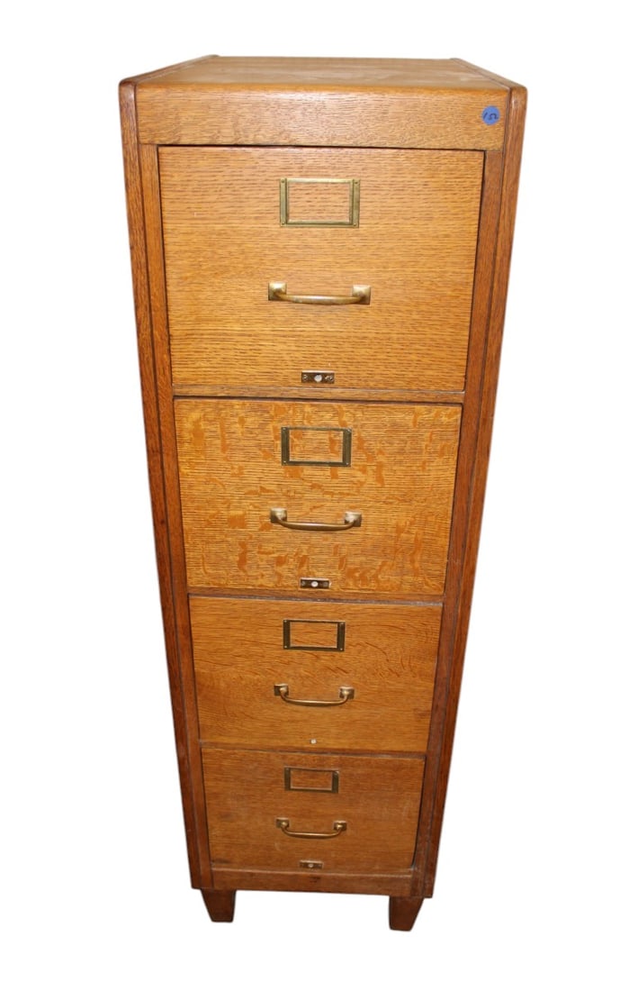 Antique 4 draw file cabinet with paneled sides (1 of 4)