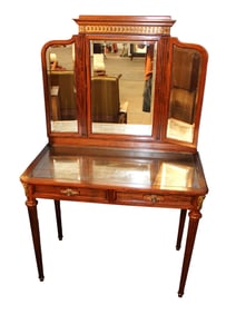 Antique French L'AMEUBLEMENT" Paris vanity and mirror