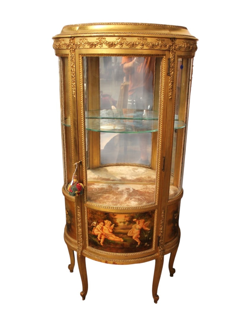 Beautiful antique French Vernis Martin crystal cabinet (1 of 8)