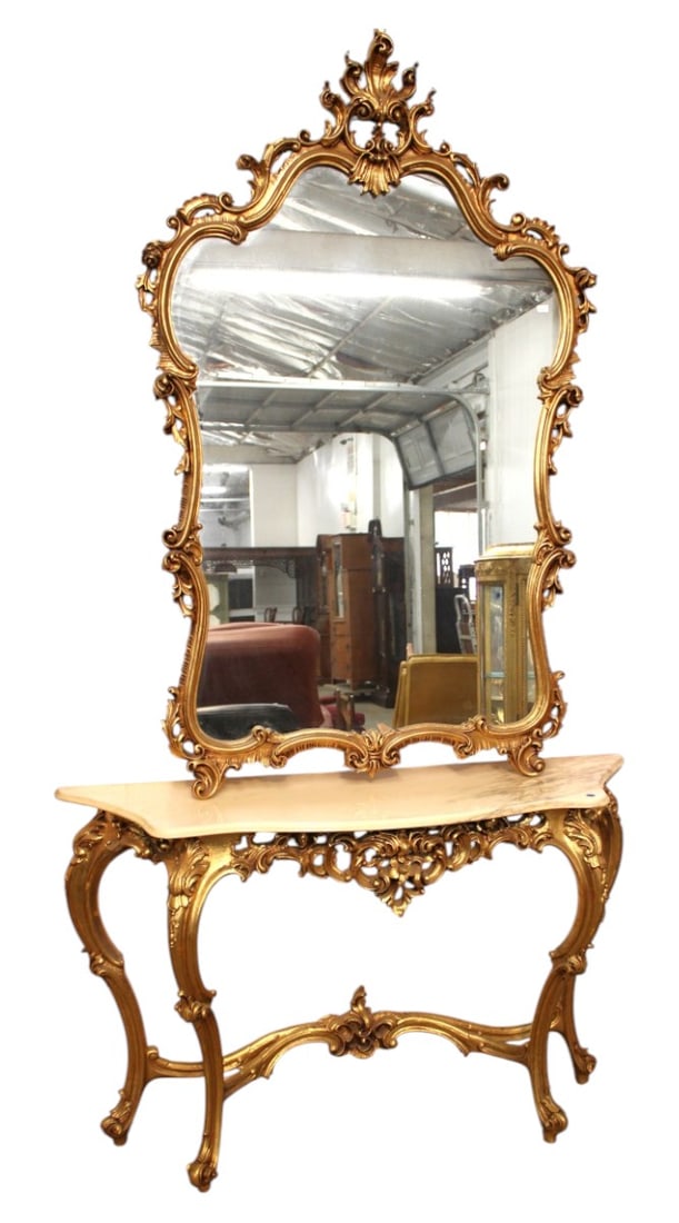 Italian highly ornate console and match mirror (1 of 5)